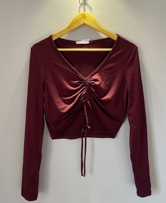 ruched-front-burgundy-crop-top