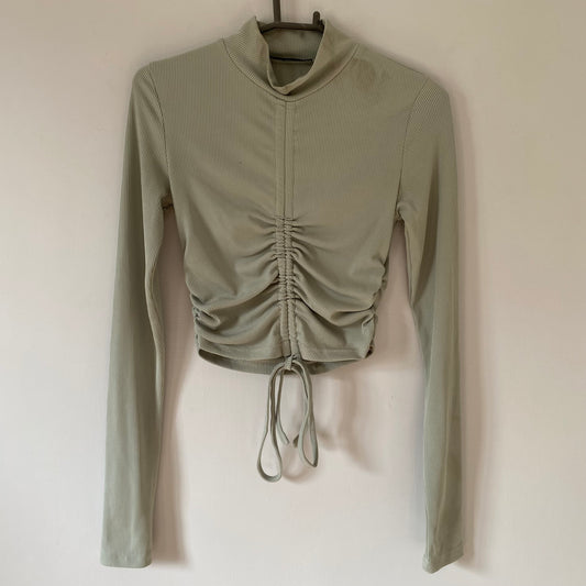 sage-green-ruched-drawstring-crop-top