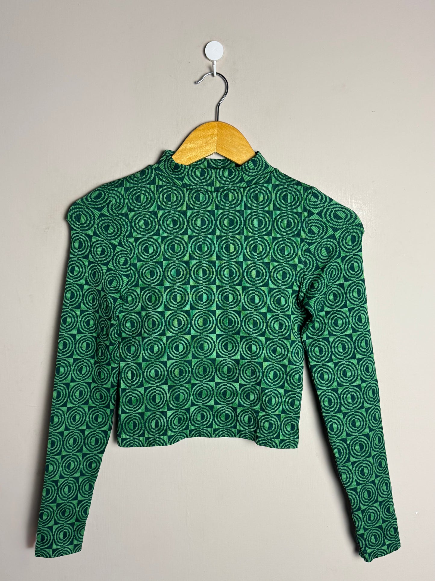 Green Geometric Long Sleeve Top