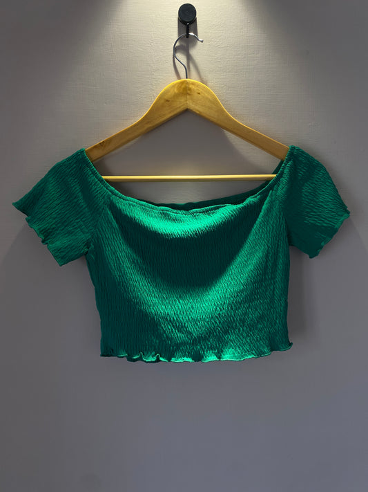 green-off-shoulder-ruffle-crop-top