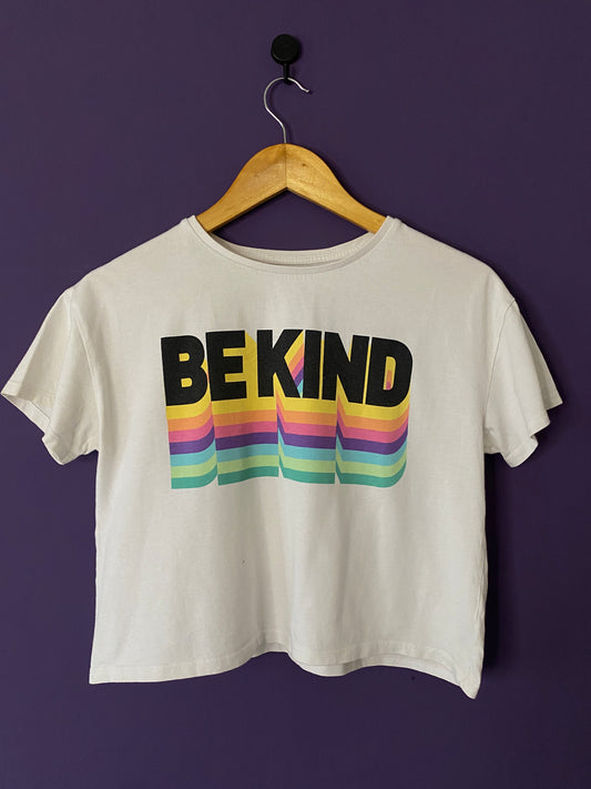 Small White "Be Kind" Rainbow T-Shirt
