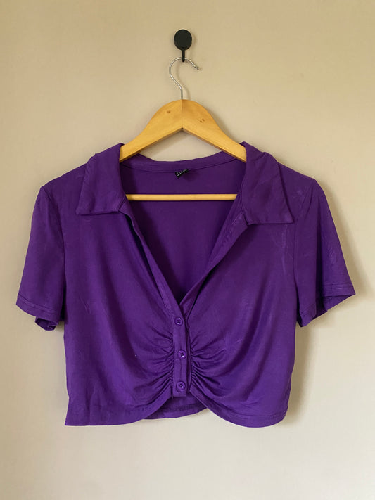 purple-ruched-button-top