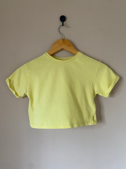 Yellow Cropped Basic Tee
