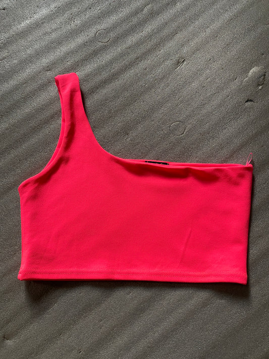 hot-pink-one-shoulder-crop-top