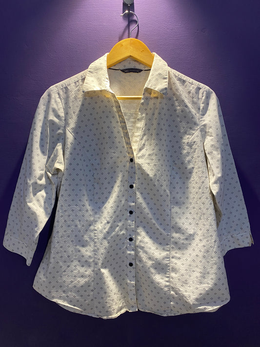 geometric-print-three-quarter-sleeve-shirt