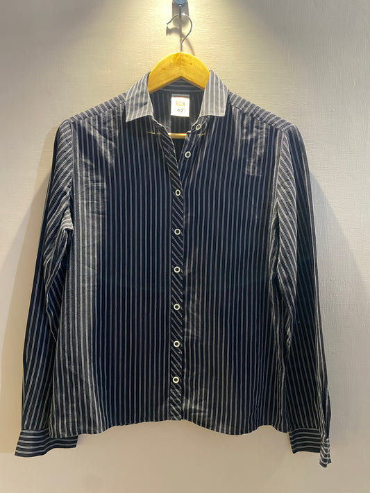 blue-stripe-bell-sleeve-blouse-with-lace