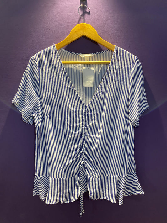 ruched-striped-peplum-blouse