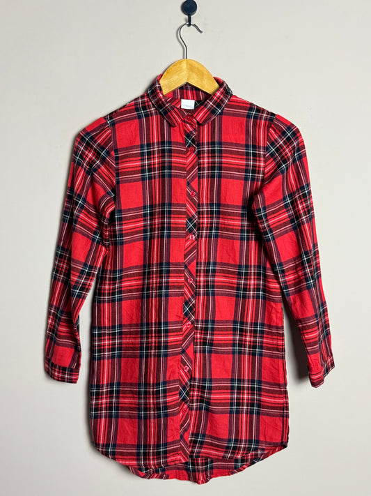 Red Plaid Longline Shirt
