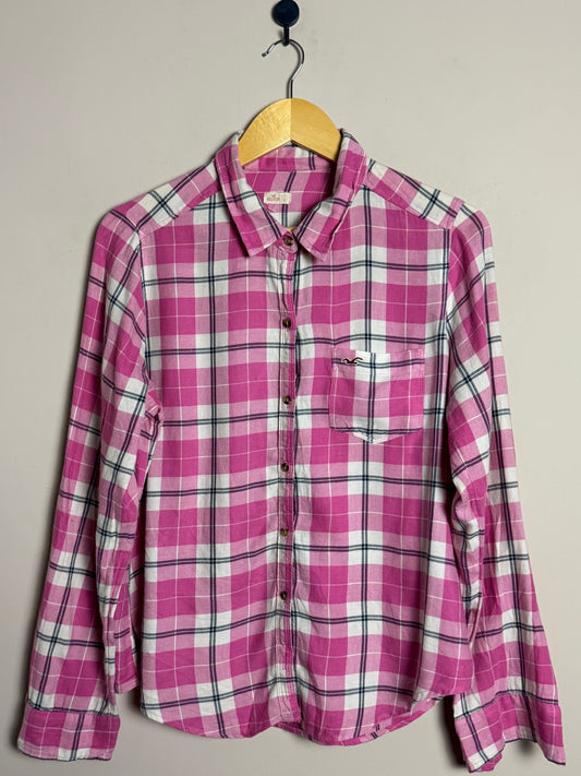 Pink and White Plaid Shirt