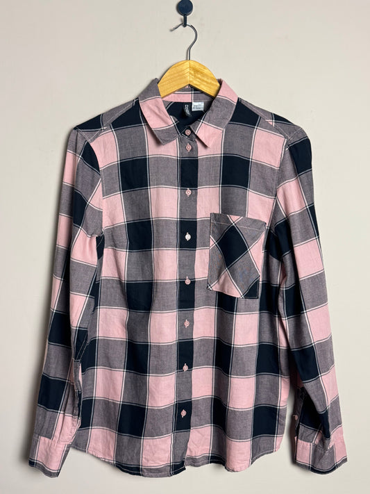 Pink and Black Plaid Shirt