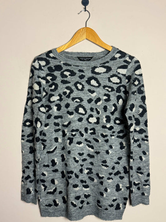 Grey Leopard Print Sweater
