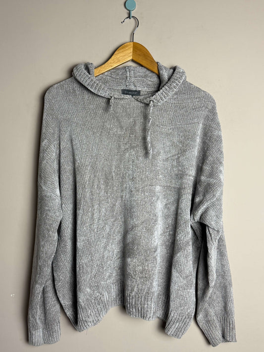 Grey Hooded Knit Sweater