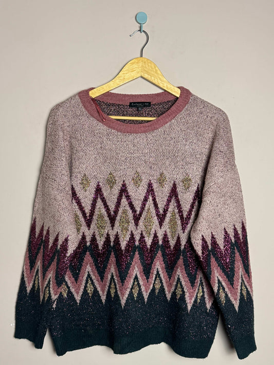 Pink Geometric Pattern Sweater