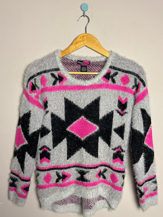 Say What? Tribal Fuzzy Sweater