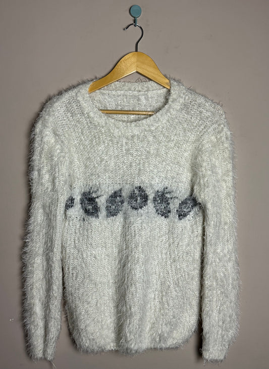 White Fuzzy Moonphase Sweater