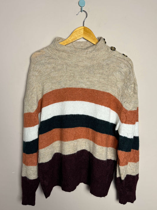 Striped Button Shoulder Sweater