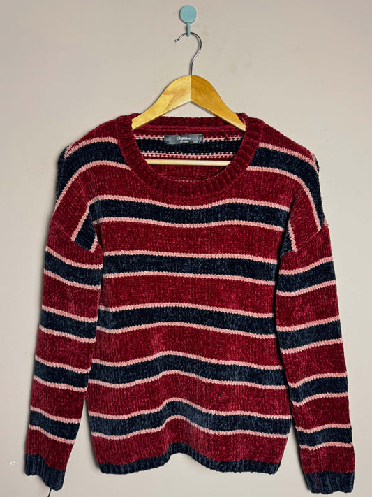 Red and Navy Striped Sweater