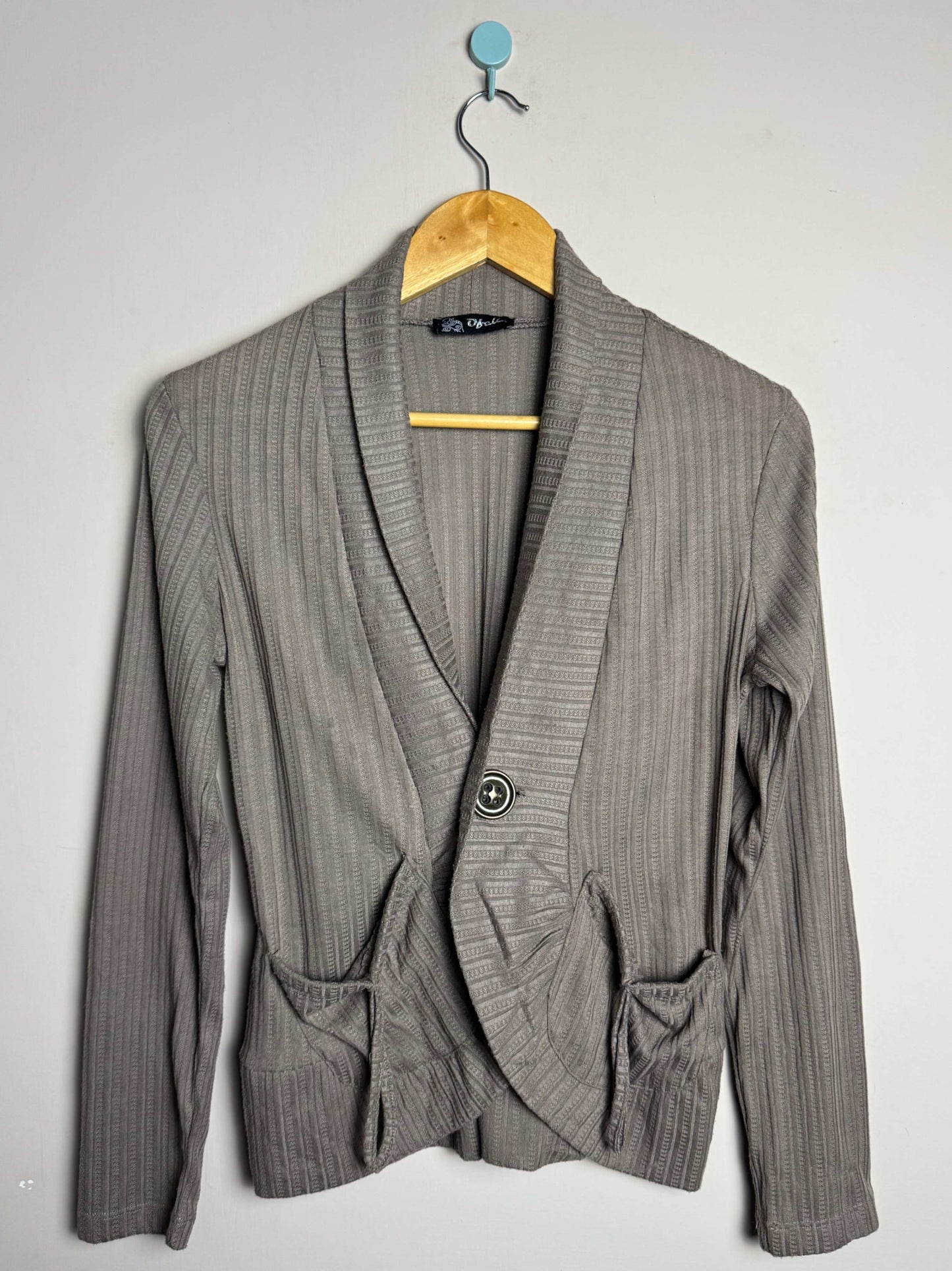 Gray Single Button Sweater Blazer