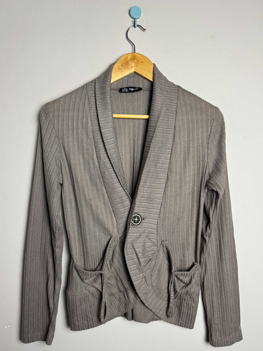 Gray Single Button Sweater Blazer