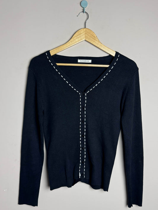Black Trim Button Down Sweater