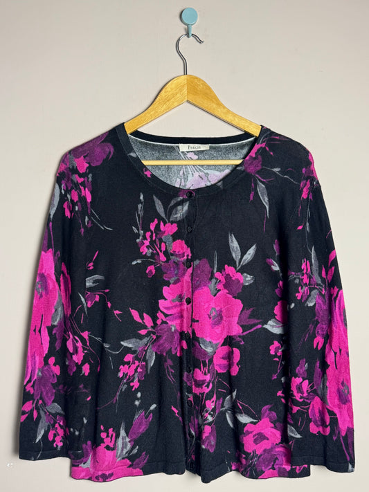 Black Floral Button Sweater