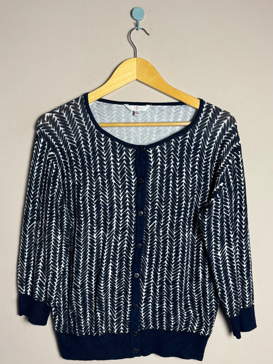 Navy Chevron Button Sweater
