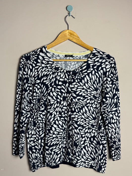 Navy Floral Button Sweater