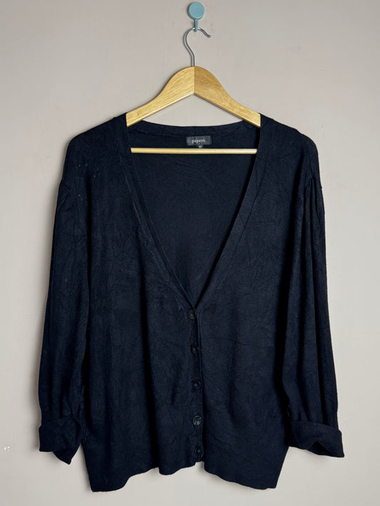 Black V-Neck Button Sweater