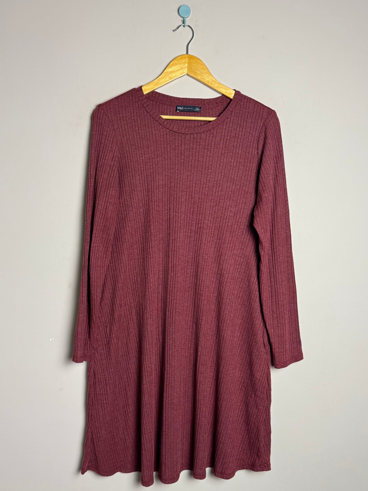 Marks & Spencer Ribbed Maroon Frock