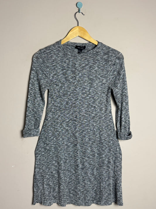 Grey Knit Round Neck Frock
