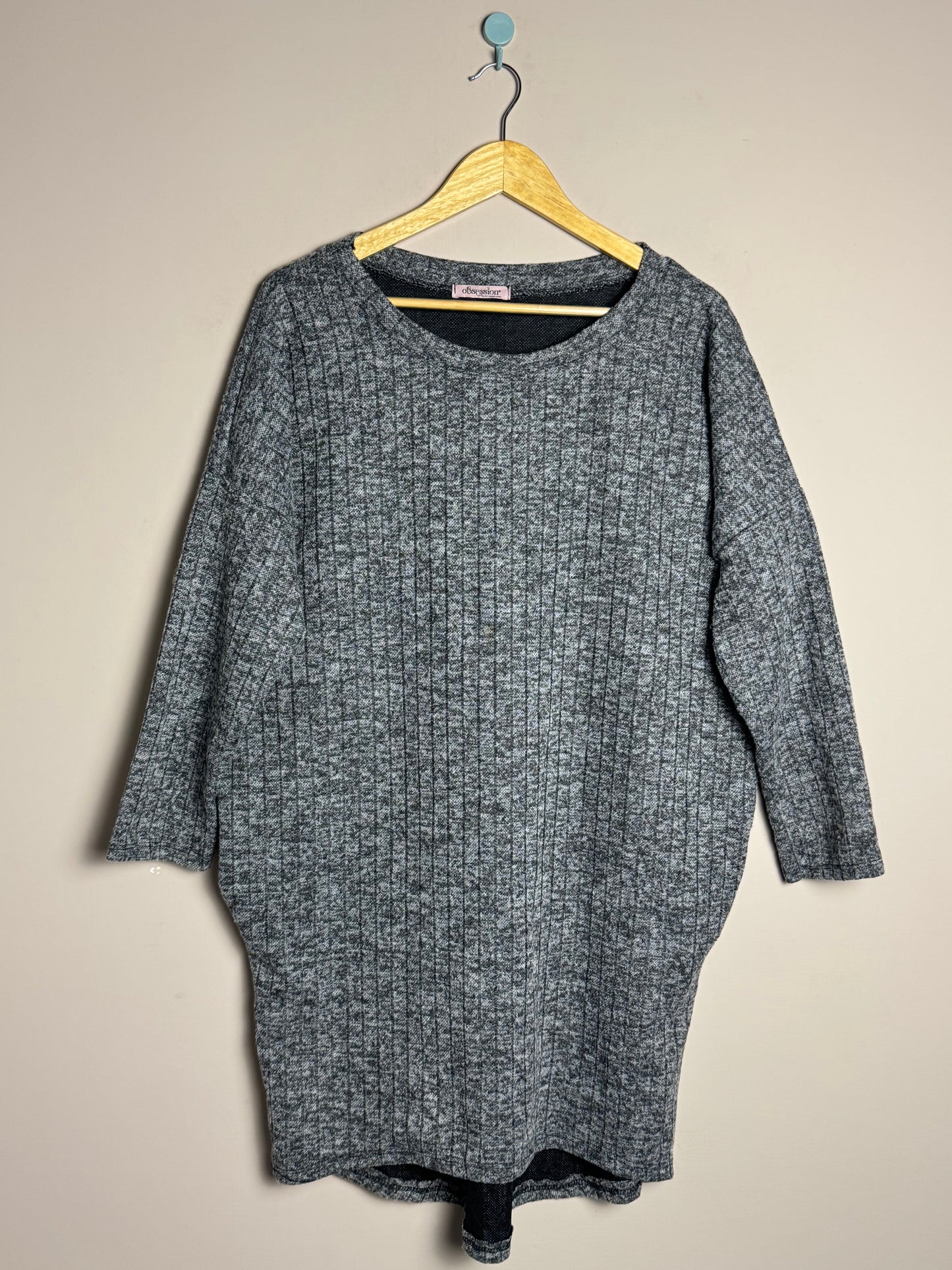 Grey Ribbed Knit Frock