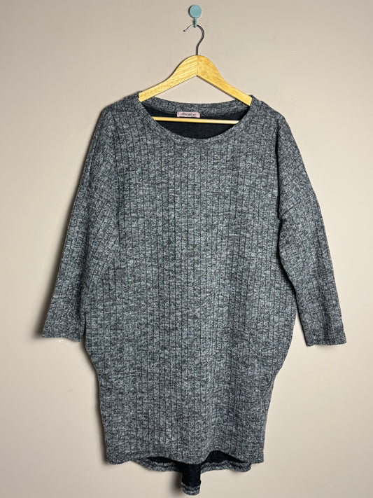 Grey Ribbed Knit Frock