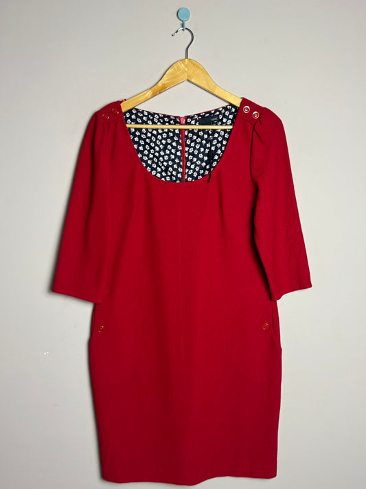 Red Button Detail Frock