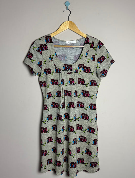 Grey Owl Print Frock