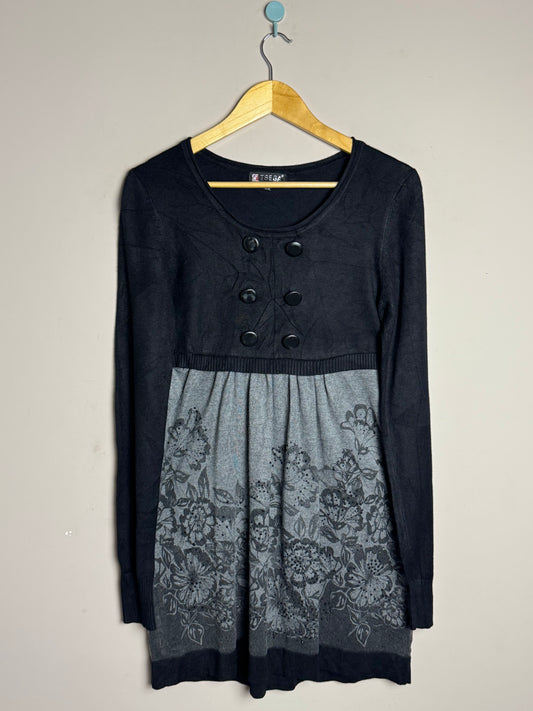 Black Grey Panel Frock