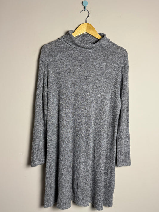 Grey High Neck Long Sweater