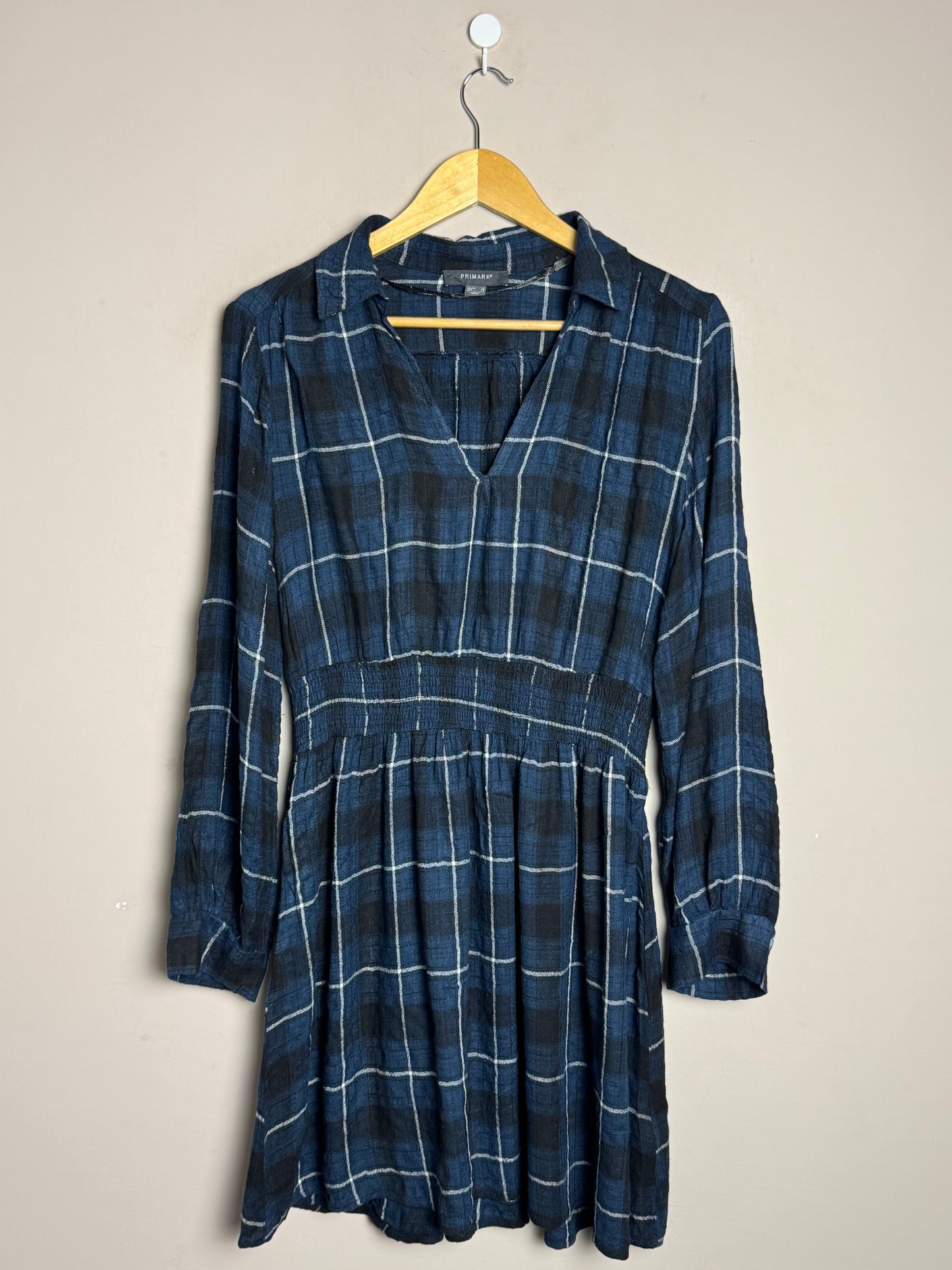 primark-navy-plaid-long-sleeve-dress-2