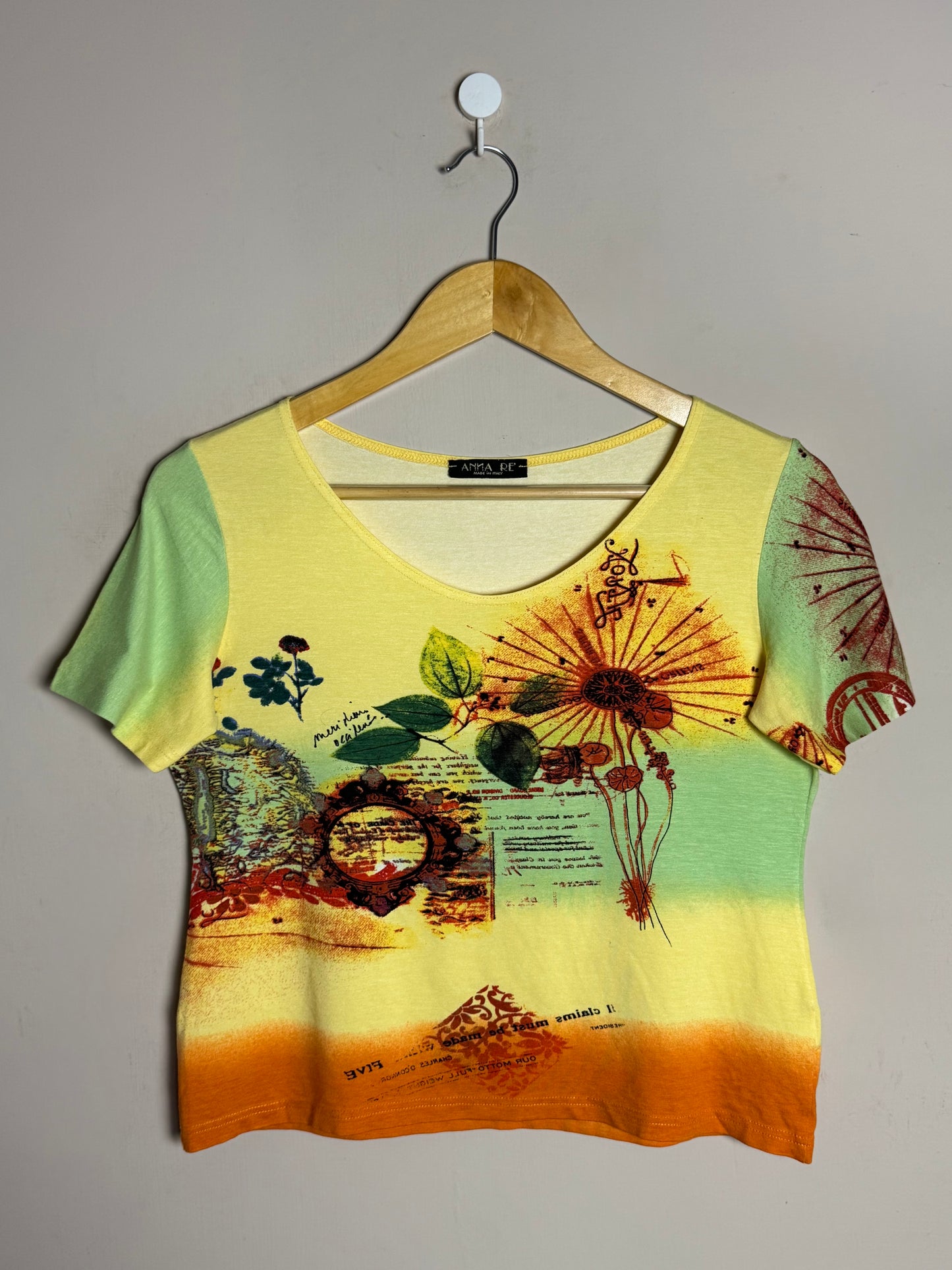 Yellow Green Orange Floral Tee
