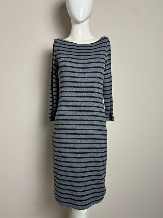 Grey and Black Striped Casual Dress
