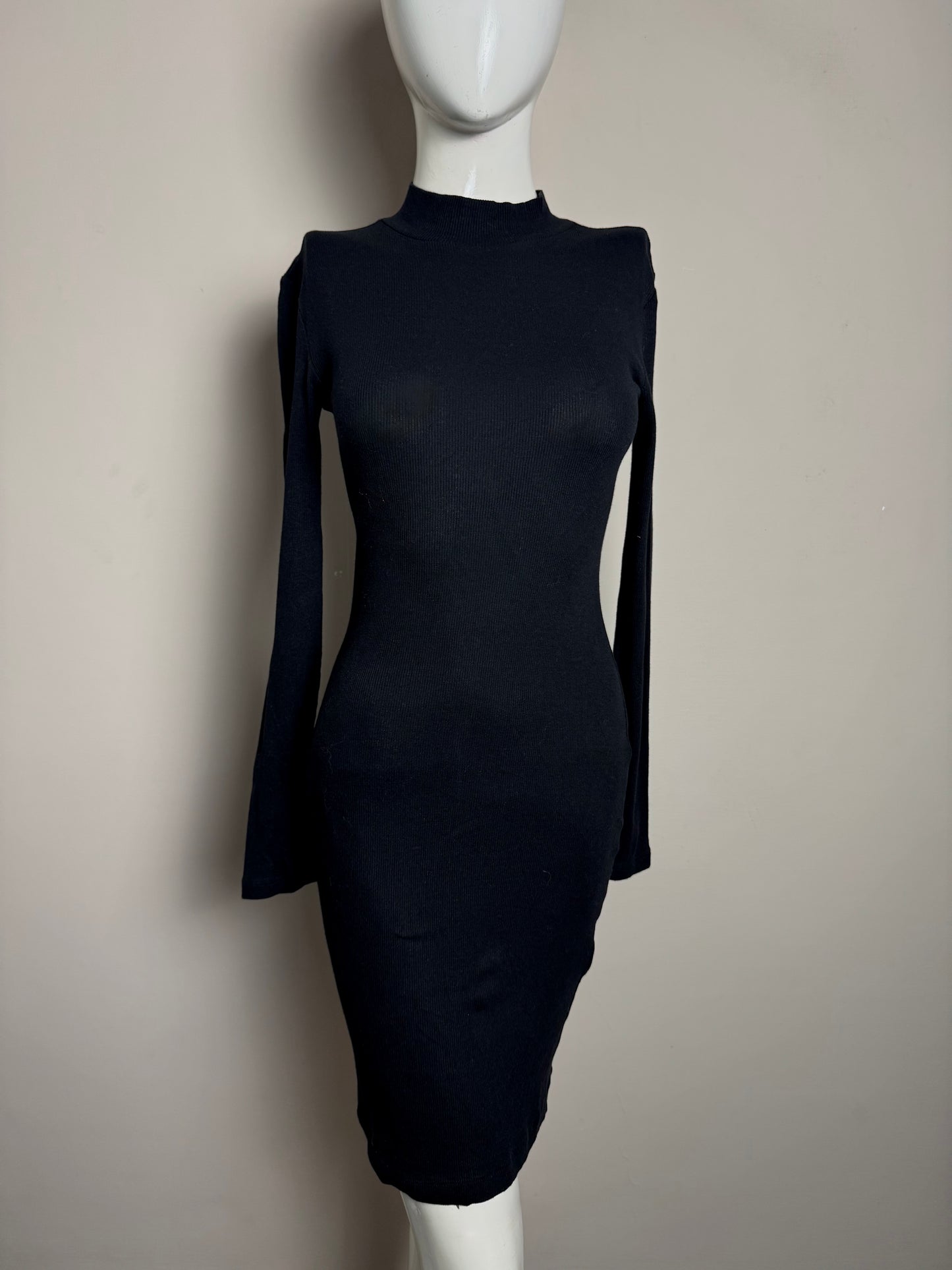 Black Mock Neck Long Sleeve Dress