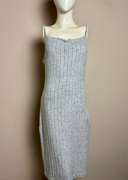 Grey Ribbed Bodycon Dress
