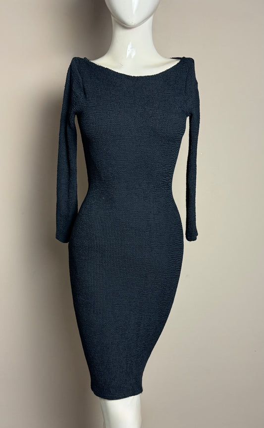 Textured Black Bodycon Dress