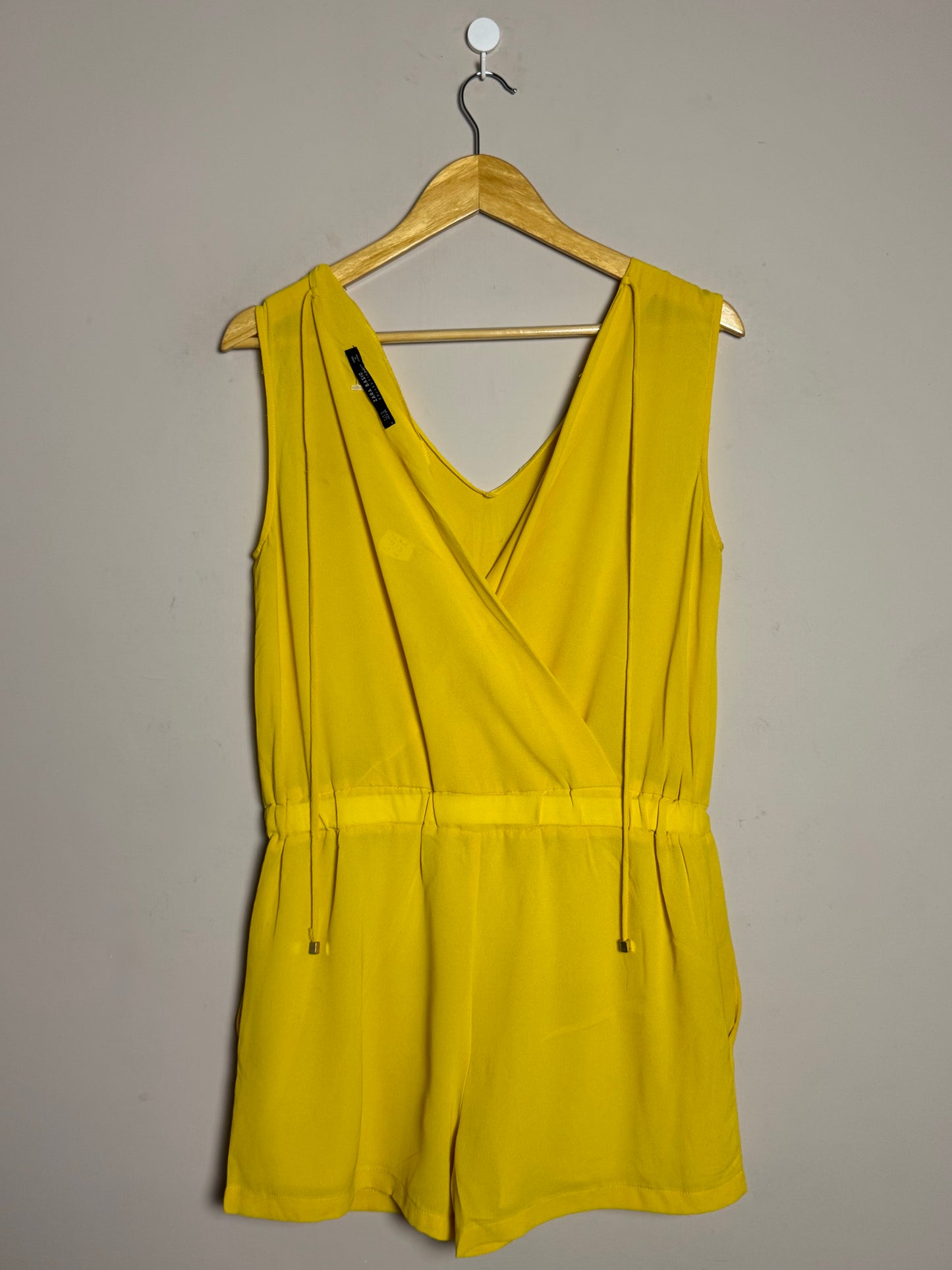Yellow Sleeveless Wrap Romper