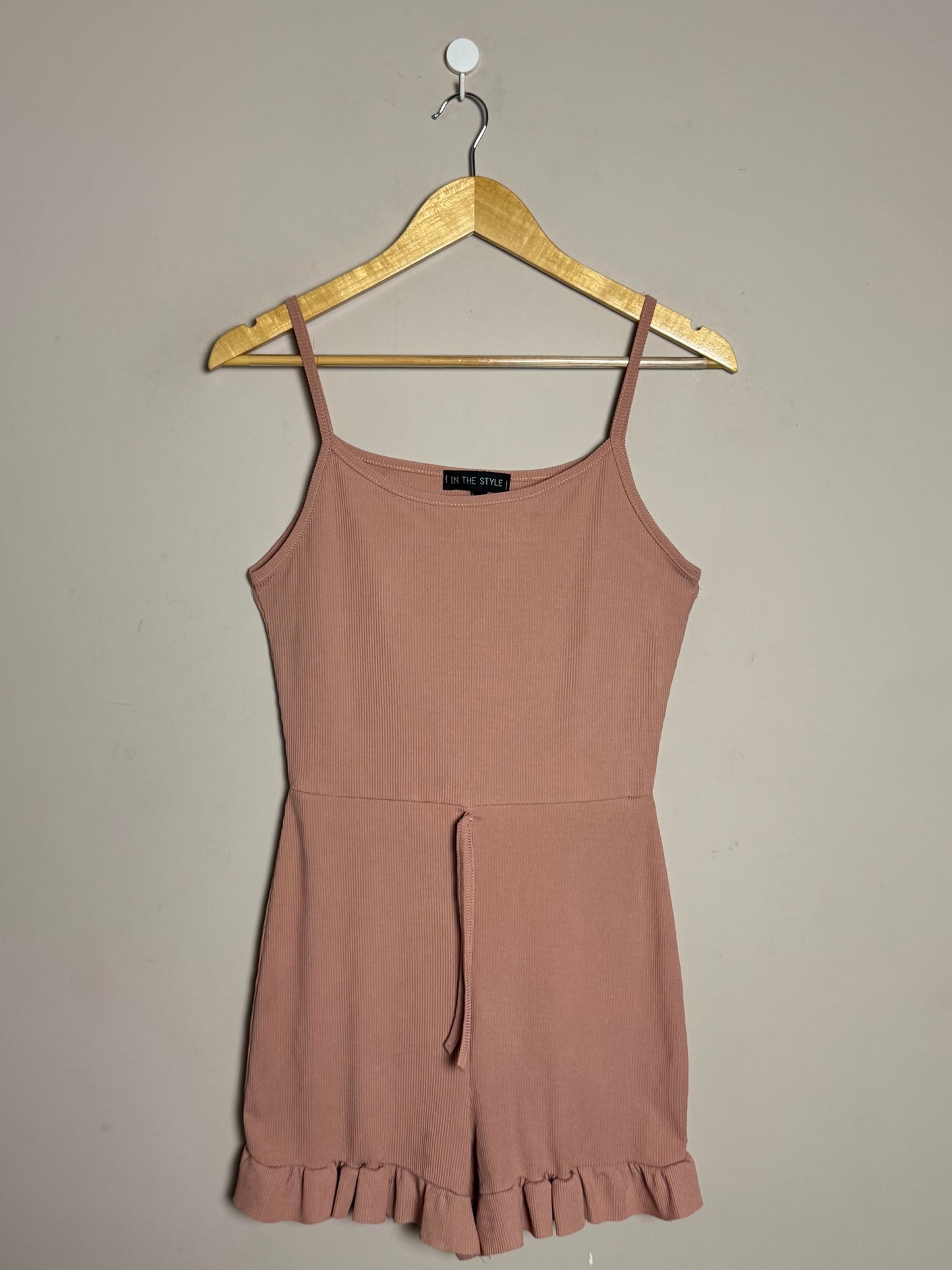 Pink Ruffle Hem Romper