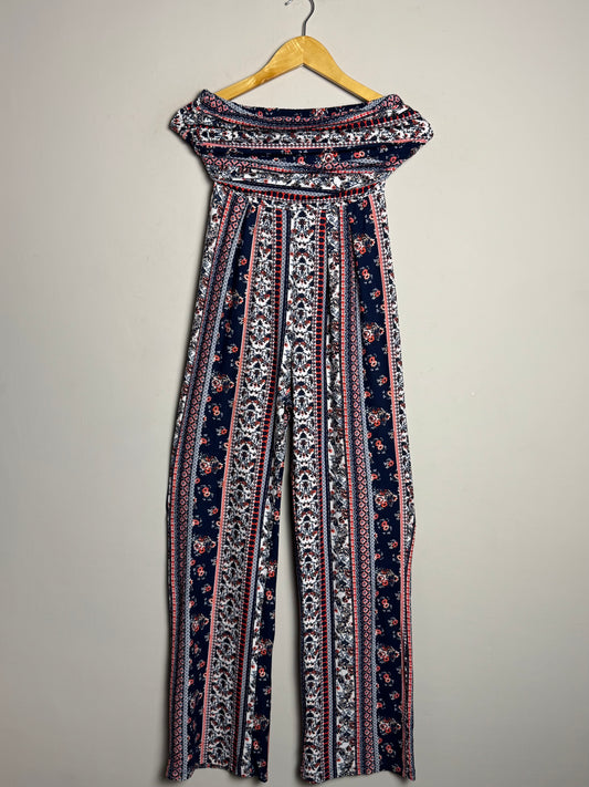 Boho Print Off-Shoulder Jumpsuit