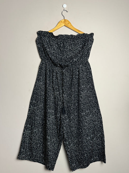 Black Strapless Dotted Jumpsuit