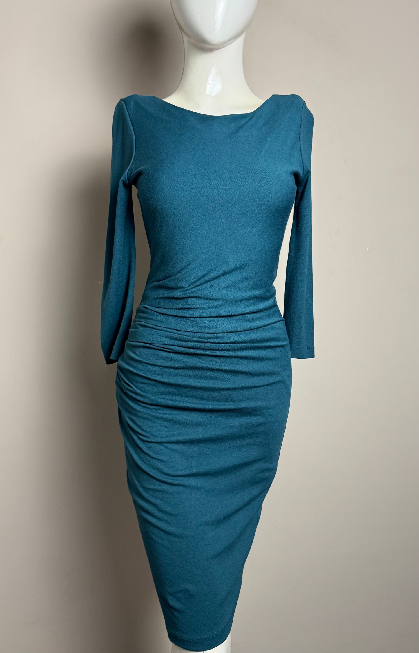Teal Draped Bodycon Dress