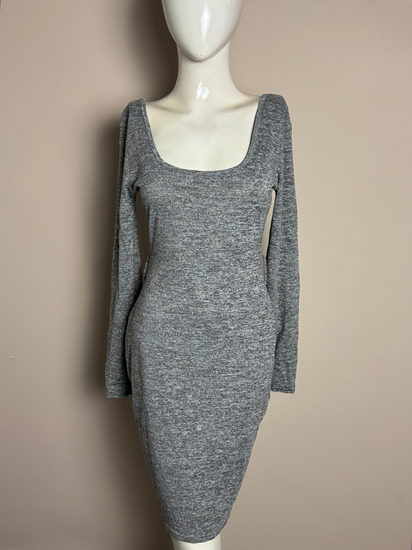 Grey Square Neck Bodycon Dress
