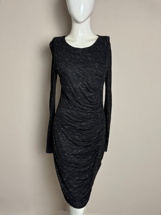 Black Ruched Long Sleeve Bodycon Dress