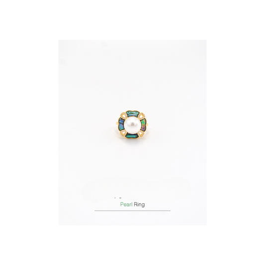 Big Pearl Silver Bangle